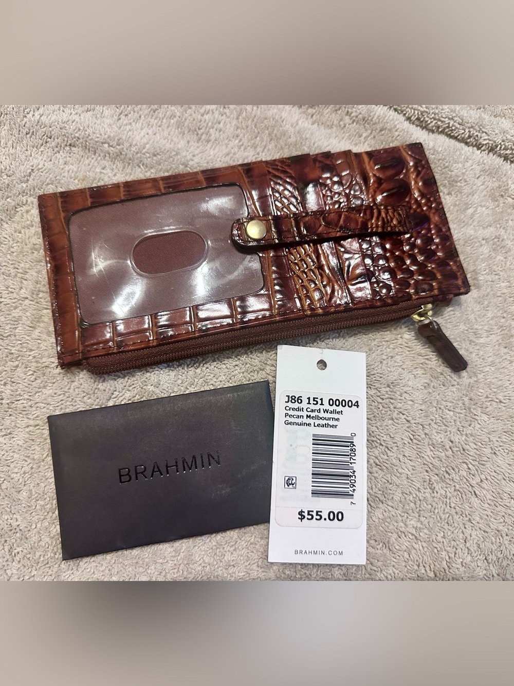 Brahmin pecan Melbourne credit card wallet